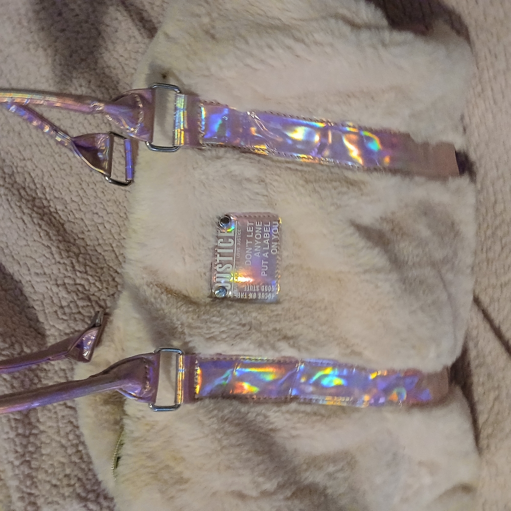 Justice Faux Fur Bag with Holographic Accents